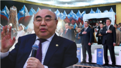 Биринчи президент Аскар Акаев, азыркы президент Садыр Жапаров жана бешинчи президент Сооронбай Жээнбеков Ысык-Көл эл аралык форумунда. "Азаттыктын" коллажы.