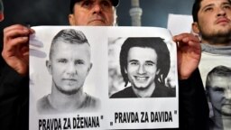 Transparent sa protesta Pravda za Dženana (slika lijevo) i Pravda za Davida u Sarajevu (decembar 2018.).