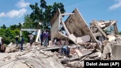 Ndërtesa e një kishe, e shkatërruar nga tërmeti në Haiti më 14 gusht 2021. 
