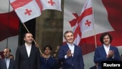 Лидеры "Грузинской мечты" на митинге в поддержку законопроекта об "иноагентах", 29 апреля 2024 года