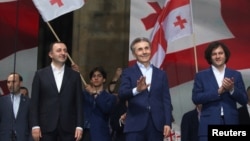 Лидеры «Грузинской мечты» на митинге в поддержку законопроекта об «иноагентах», 29 апреля 2024 года.