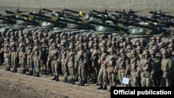 Nagorno-Karabakh - Karabakh Armenian troops pictured after a military exercise, 20Nov2015.