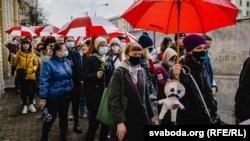 Під час «Жіночого маршу» в Мінську 24 жовтня 2020 року