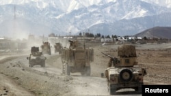 A joint U.S.-Afghan convoy in in Nangarhar Province, Afghanistan in March 2012