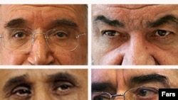 Candidates clockwise from top left: Mehdi Karubi, Mohsen Rezai, Mir Hossein Musavi, and incumbent Mahmud Ahmadinejad