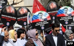 Митинг у посольства России в Анкаре после химической атаки в сирийской провинции Идлиб – 7 апреля 2017 года