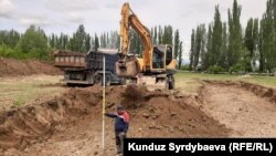 Жаңы бала бакчанын курулушу башталды. Ак-Суу району. 16-май, 2020-жыл.