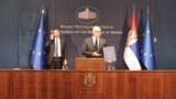 BELGRADE SERBIA The head of the EU Delegation in Serbia, Emanuel Giaufret, handed the Prime Minister the Report of the European Commission for Serbia