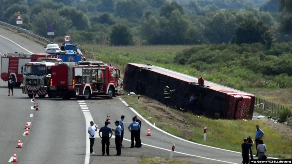 Vendi ku ndodhi aksidenti i autobusit që udhëtonte nga Gjermania në Kosovë pranë Sllavonski Brod, Kroaci, 25 korrik 2021.