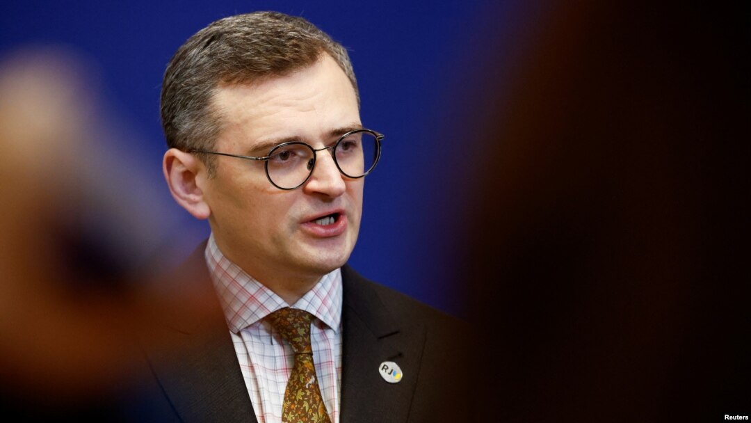 Ukrainian Foreign Minister Dmytro Kuleba speaks at the Restoring Justice For Ukraine conference in the Hague on April 2. 