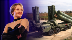 Катерина Тихонова и зенитно-ракетный комплекс С-400, коллаж