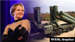 Катерина Тихонова и зенитно-ракетный комплекс С-400, коллаж