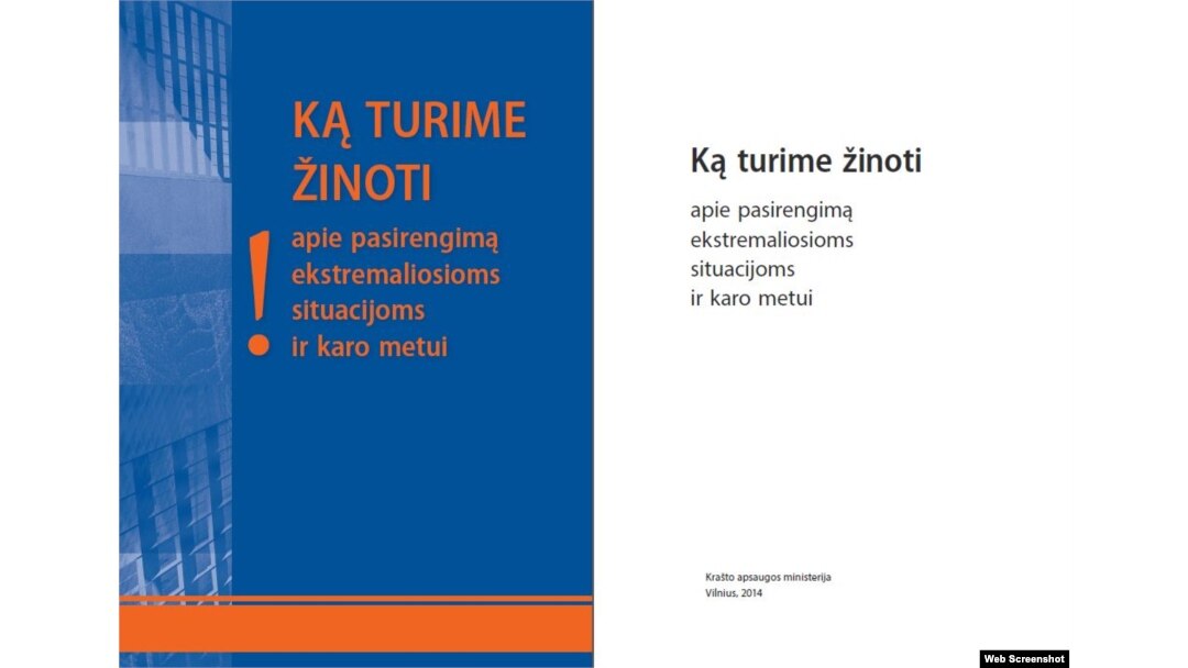 The cover of a new government-issued Lithuanian manual for dealing with a foreign invasion and other potential catastrophes.