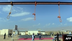 Një zonë ekzekutimi në një burg në Kabul më 2014.