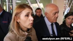 Armenia - Representatives of the ORO opposition alliance, Elinar Vartanian (L) and Stepan Markarian, speak to reporters at the Erebuni hospital in Yerevan, 14Mar2017.