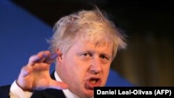 British Foreign Secretary Boris Johnson gives a speech during a Chatham House conference in central London, October 23, 2017