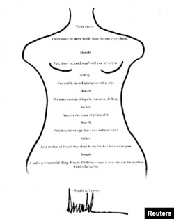 Scrisoarea de aniversare pe care Donald Trump ar fi trimis-o lui Jefferey Epstein, așa cum a fost publicată de democrații din Camera Reprezentanților.