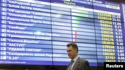 Украинадаги парламент сайловларида берилган овозлар таблоси.