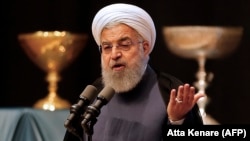 Iranian President Hassan Rohani speaks in the city of Tabriz on April 25.