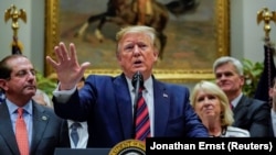 U.S. President Donald Trump answers questions from reporters after an event centered on a proposal to end surprise medical billing in the Roosevelt Room at the White House in Washington, U.S., May 9, 2019.