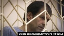 Volodymyr Balukh appears in court in Crimea in July 2018.