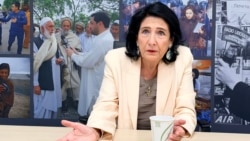 Fosta președintă Salome Zurabishvili, la biroul RFE/RL din Washington, pe 16 iunie 2026.