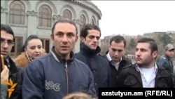 Armenia - Leaders of the Dignified Armenia youth group hold a news conference in Yerevan's Liberty Square, 3Dec2013.