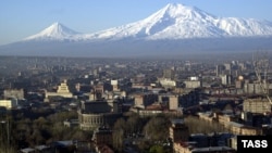 Armenia - View of Yerevan, Ararat mountain background, 08Feb2008