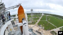 U.S. -- Space Shuttle Atlantis is seen on the pad at the Kennedy Space Center at Cape Canaveral, Florida, 07Jul2011