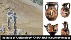 Some glazed ceramics extracted from excavated burial structures at the Hospital Mound.