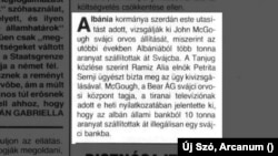 John McGough és az albániai aranybotrány a pozsonyi Új Szó 1992. február 28-i számában