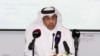 Ali bin Smaikh al-Marri, Chairman of Qatar's National Human Rights Committee gives a press conference in Doha, on June 8, 2017. - Marri said an ultimatum issued by Saudi Arabia and its allies for the emirate's citizens to leave is a violation of human rig