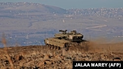 تانک ارتش اسرائیل بر بلندی‌های جولان