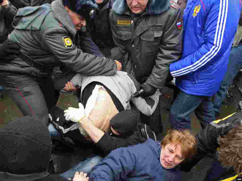 Some 40 to 50 protesters were detained by police in Moscow.