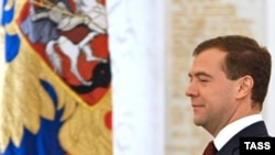 Dmitry Medvedev delivering his speech in the Kremlin