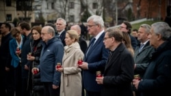 Керівники ЄС відвідали Бучу у четверту ріцницю звільнення міста, щоб вшанувати пам'ять жертв. Буча, Україна. 31 березня 2026 