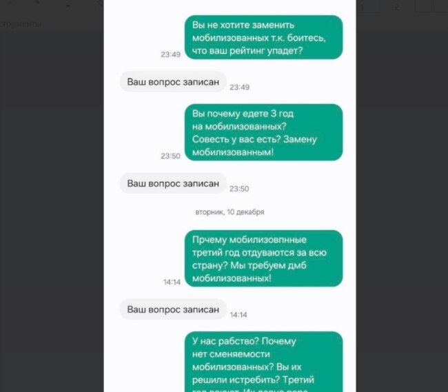 Pyetje nga të afërmit e të mobilizuarve për Putin