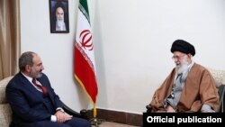 Iran - Supreme Leader Ayatollah Khamenei meets with Armenian Prime Minister Nikol Pashinian in Tehran, February 27, 2019.