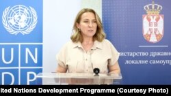 Snežana Paunović, ministarka državne uprave i lokalne samouprave Srbije na konferenciji za štampu u Topoli, Srbija,29. maj 2026. 