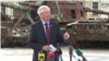 US Republican Senator Lindsey Graham meets the news media in Kyiv on July 10.