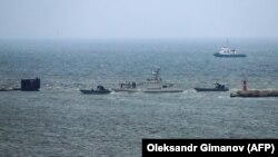 Украинските воени бродови на пат кон пристаништето во Очакив. 20.11.2019.