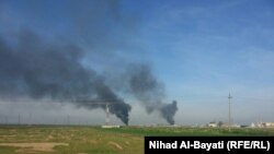 الدخان يتصاعد من حقل خبازة النفطي في كركوك