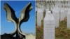 Kameni cvet - monumentalni spomenik posvećen svim žrtvama koje su stradale u sabirnom logoru Jasenovac tokom Drugog svetskog rata (levo), i nišani u Memorijalnom centru Srebrenica - Potočari koji su podignuti žrtvama genocida u Srebrenici u julu 1995 (desno).