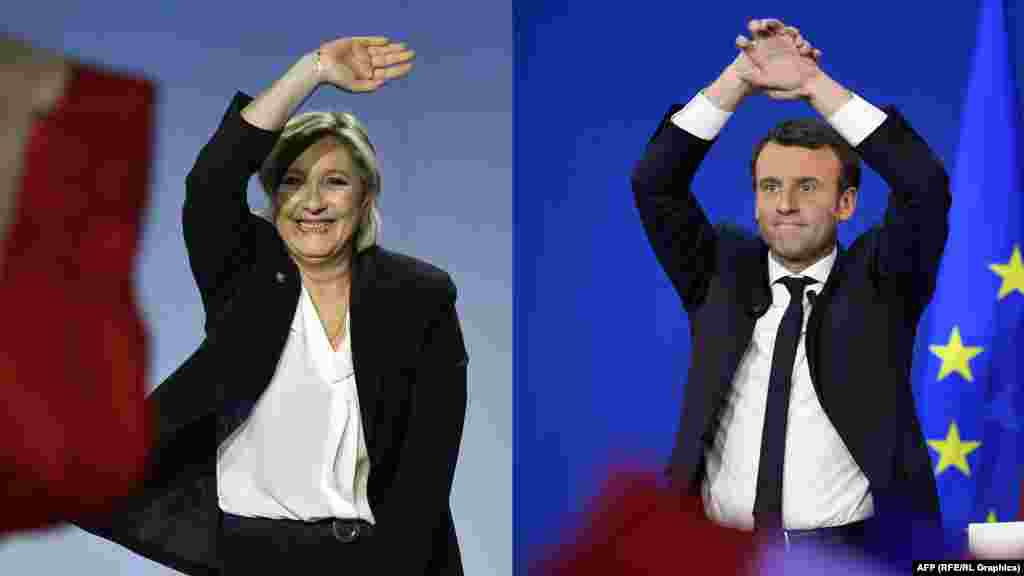 Fransa prezidentliyinə namizədlər Marine Le Pen və Emmanuel Macron