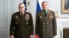  U.S. Chairman of the Joint Chiefs of Staff General Mark Milley (left) poses with his Russian counterpart, Valery Gerasimov, during their meeting in Helsinki on September 22.