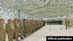 Azerbaijan - President Ilham Aliyev addresses senior army officers after military exercises, 26Jun2014.