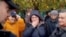Ukraine's human rights Ombudsman Lubinets speaks with residents in Oleshky