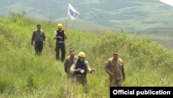 Armenia - OSCE observers escorted by Armenian army officers monitor the ceasefire regime in Tavush province bordering Azerbaijan, 24Jun2016.