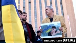 Armenia -- A protest action in support of Nadia Savchenko, Yerevan, 8Mar2016