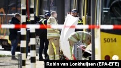 Утрехт шаарында трамвайдагы ок атуудан кийин. 18-март, 2019-жыл. Нидерланды. 